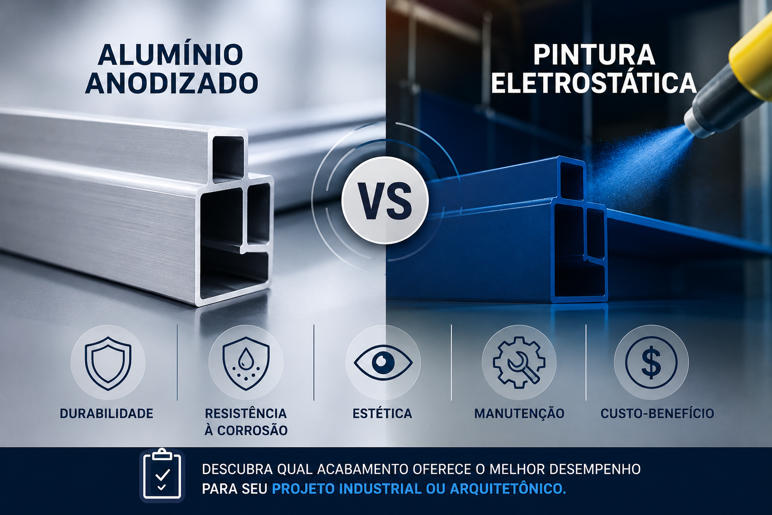 Leia mais sobre o artigo Alumínio anodizado ou pintura eletrostática: qual escolher?